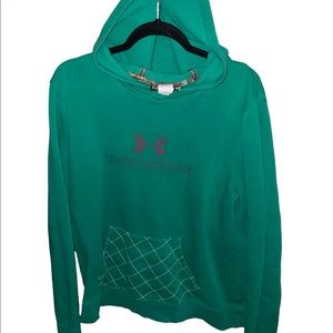 Under Armour XL Semi-Fitted Green with White Stitch Pocket and Pink Logo